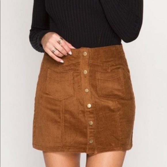 grey she + sky corduroy button skirt with pockets - Picture 4 of 4